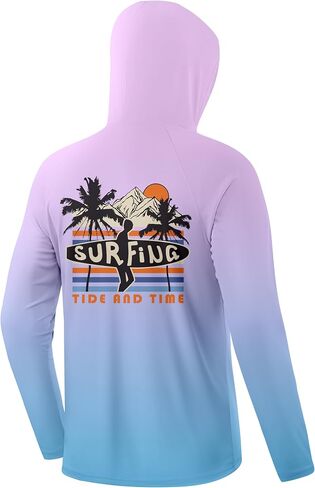 Pudolla Men's Sun Protection Hoodie Shirts UPF 50+ Long Sleeve Fishing Swim Shirt Lightweight Quick Dry Rash Guard in Kuwait