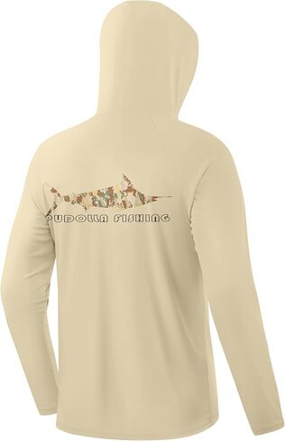Pudolla Men's Sun Protection Hoodie Shirts UPF 50+ Long Sleeve Fishing Swim Shirt Lightweight Quick Dry Rash Guard in Kuwait