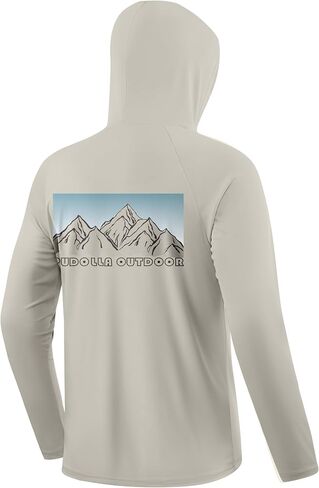 Pudolla Men's Sun Protection Hoodie Shirts UPF 50+ Long Sleeve Fishing Swim Shirt Lightweight Quick Dry Rash Guard in Kuwait