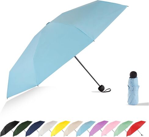 Mini Travel Umbrella Compact Small Size, UV Protection for Sun & Rain, Lightweight Folding, Wind Resistant, Small Backpack Purse Size for Women Kids in Saudi Arabia