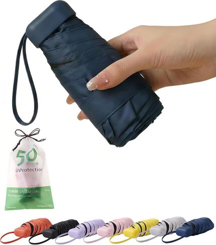BAODINI Mini Travel Umbrella Small Compact UV Blocking Manual Open Close Portable Sun Protection for Women Kids and Men in Kuwait