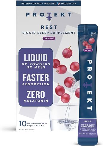 PROTEKT GABA L Theanine Supplement | Melatonin-Free Sleep Aid for Adults | Valerian Root for Night Support & Restful Sleep | GABA Calm Liquid Drink Mix for Adults | Mixed Berry, Pack of 10 in Saudi Arabia