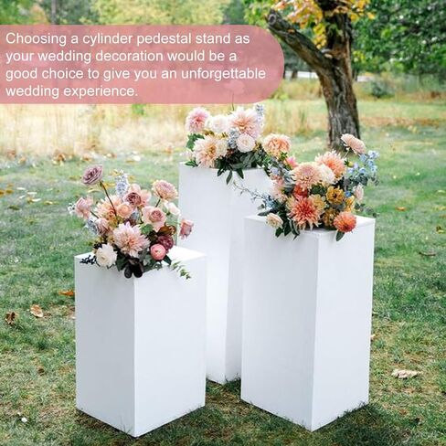 HAISIWLKJ White Premium Square Pedestal Stands, Set of 5 Reusable Metal Square Plinths Dessert Table Cube Display Pillars for Birthday Wedding Bridal Baby Shower Party Decorations in Saudi Arabia