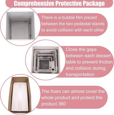 HAISIWLKJ White Premium Square Pedestal Stands, Set of 5 Reusable Metal Square Plinths Dessert Table Cube Display Pillars for Birthday Wedding Bridal Baby Shower Party Decorations in Saudi Arabia