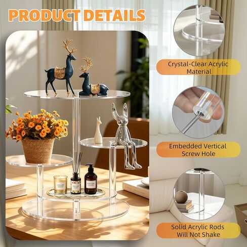 Cupcake Stand, 4 Tier Acrylic Cake Stand, Round Cake & Cupcake Combo for 8-12 Inch Cakes, Clear Tiered Cupcake Tower for 50 Cupcakes, Display Stand for Dessert Table Wedding Birthday Party in Saudi Arabia