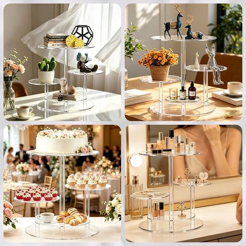 Cupcake Stand, 4 Tier Acrylic Cake Stand, Round Cake & Cupcake Combo for 8-12 Inch Cakes, Clear Tiered Cupcake Tower for 50 Cupcakes, Display Stand for Dessert Table Wedding Birthday Party in Saudi Arabia