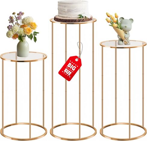 3PCS Cylinder Stands for party, Elegant Rose Gold Metal Round Stand | Display Stand Tables Cake Stand for Vases Party Weddings Birthday Backdrop Decorations in Saudi Arabia