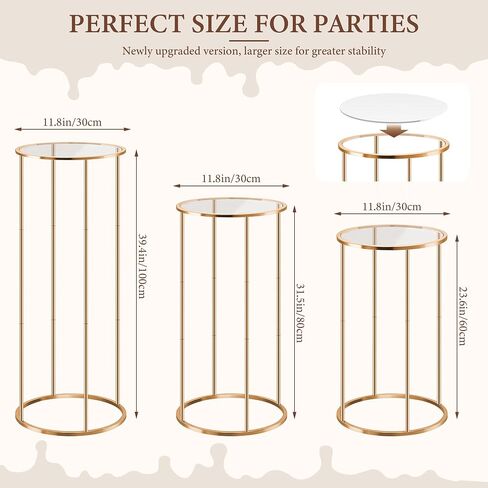 3PCS Cylinder Stands for party, Elegant Rose Gold Metal Round Stand | Display Stand Tables Cake Stand for Vases Party Weddings Birthday Backdrop Decorations in Saudi Arabia