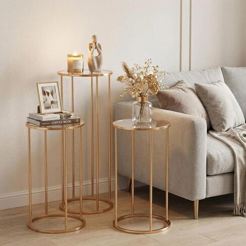 3PCS Cylinder Stands for party, Elegant Rose Gold Metal Round Stand | Display Stand Tables Cake Stand for Vases Party Weddings Birthday Backdrop Decorations in Saudi Arabia