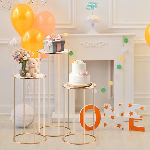 3PCS Cylinder Stands for party, Elegant Rose Gold Metal Round Stand | Display Stand Tables Cake Stand for Vases Party Weddings Birthday Backdrop Decorations in Saudi Arabia