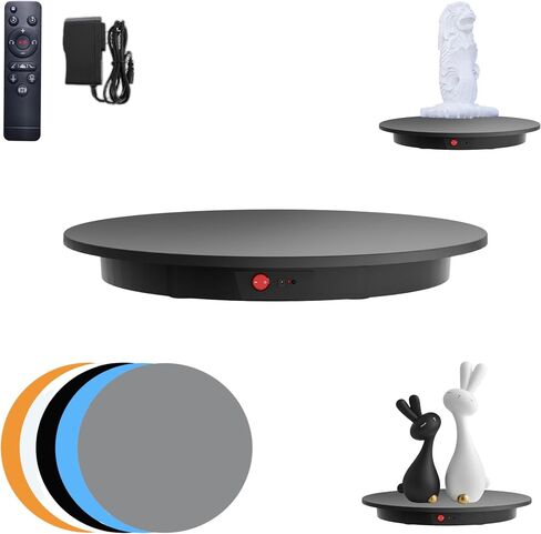 JAYEGT Motorized Rotating Display Stand, 350Lbs Load，360 Degree Electric Rotating Turntable for Photography Products Display，Live Show,Remote Control +5 Colors Backgrounds (Black/11.8inch /Wired) in Saudi Arabia