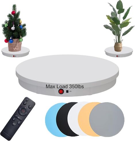 JAYEGT Motorized Rotating Display Stand, 350Lbs Load，360 Degree Electric Rotating Turntable for Photography Products Display，Live Show,Remote Control +5 Colors Backgrounds (Black/11.8inch /Wired) in Saudi Arabia
