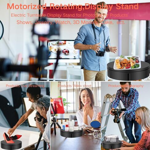 JAYEGT Motorized Rotating Display Stand, 350Lbs Load，360 Degree Electric Rotating Turntable for Photography Products Display，Live Show,Remote Control +5 Colors Backgrounds (Black/11.8inch /Wired) in Saudi Arabia