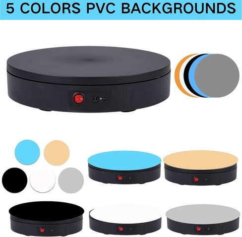JAYEGT Motorized Rotating Display Stand, 350Lbs Load，360 Degree Electric Rotating Turntable for Photography Products Display，Live Show,Remote Control +5 Colors Backgrounds (Black/11.8inch /Wired) in Saudi Arabia