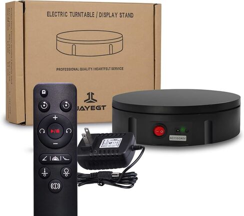JAYEGT Motorized Rotating Display Stand, 350Lbs Load，360 Degree Electric Rotating Turntable for Photography Products Display，Live Show,Remote Control +5 Colors Backgrounds (Black/11.8inch /Wired) in Saudi Arabia