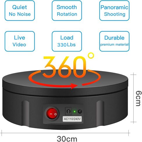 JAYEGT Motorized Rotating Display Stand, 350Lbs Load，360 Degree Electric Rotating Turntable for Photography Products Display，Live Show,Remote Control +5 Colors Backgrounds (Black/11.8inch /Wired) in Saudi Arabia