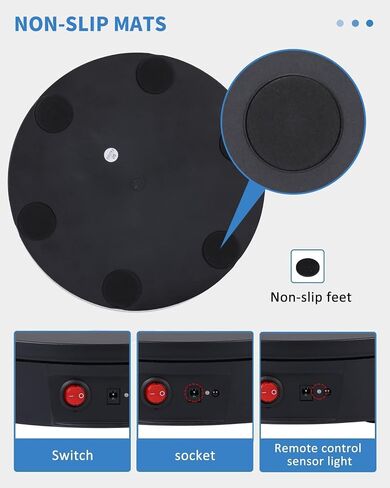 JAYEGT Motorized Rotating Display Stand, 350Lbs Load，360 Degree Electric Rotating Turntable for Photography Products Display，Live Show,Remote Control +5 Colors Backgrounds (Black/11.8inch /Wired) in Saudi Arabia