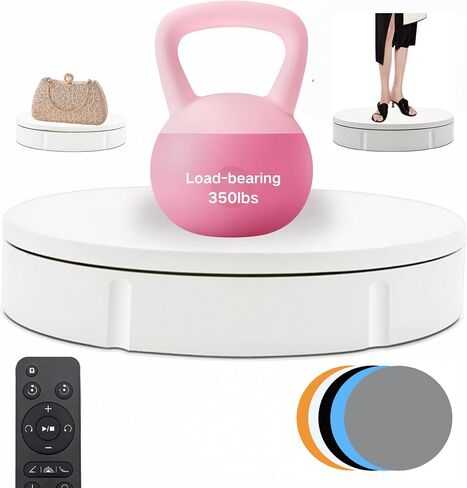 JAYEGT Motorized Rotating Display Stand, 350Lbs Load，360 Degree Electric Rotating Turntable for Photography Products Display，Live Show,Remote Control +5 Colors Backgrounds (Black/11.8inch /Wired) in Saudi Arabia