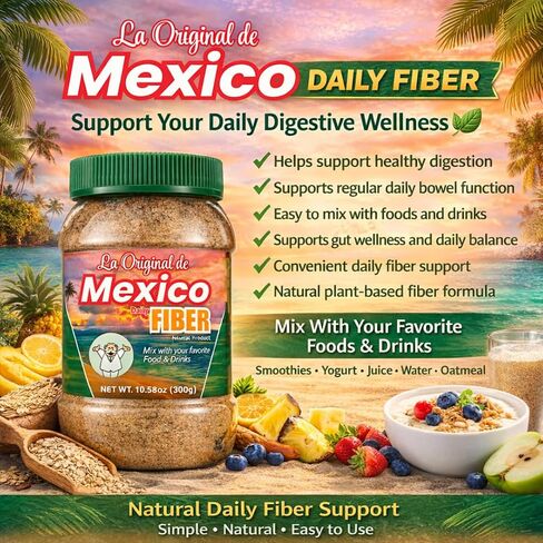 La Original de Mexico Daily Fiber Powder 300g (10.58 oz) – Natural Plant-Based – Easy Mix Fiber for Drinks, Smoothies & Food – Non-GMO & Additive Free in Kuwait