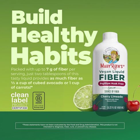 MARYRUTH'S Liquid Fiber for Ages 1+ | Up to 7g FiberSMART Tapioca Fiber Excellent Source | Baobab Fruit | Psyllium Husk Free | Vegan | Gluten Free | No Added Sugar | 15.22 oz in Saudi Arabia