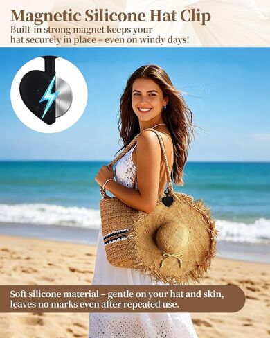 Magnetic Hat Clip for Travel on Bag, Soft Silicone Hat Holder, Strong Magnet Design for Caps and Beach Hats, Portable Vacation Outdoor Travel Beach Essentials, Black in Saudi Arabia