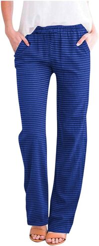 Womens Straight Leg Sweatpants Fall Casual High Waisted Lounge Pants Trendy Stripes Geaphic Pants Fall Fashion Outfits in Saudi Arabia