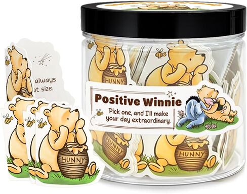 Positive Winnie the Pooh Jar Gifts, 60 Daily Winnie Affirmation Cards Jar for Teens Women, Pooh Emotional Support Cards, Cute Inspirational Gifts for Friends Sister Daughter Trendy Stuff in Saudi Arabia