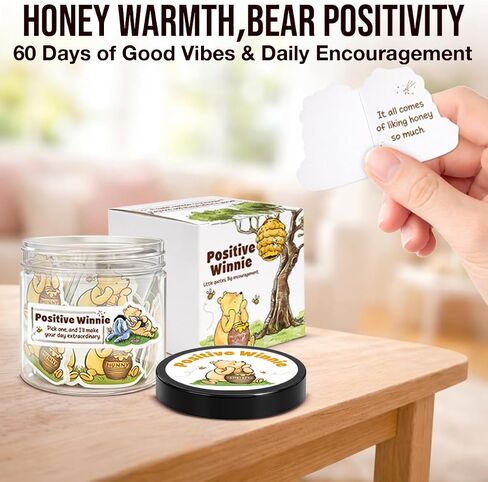 Positive Winnie the Pooh Jar Gifts, 60 Daily Winnie Affirmation Cards Jar for Teens Women, Pooh Emotional Support Cards, Cute Inspirational Gifts for Friends Sister Daughter Trendy Stuff in Saudi Arabia