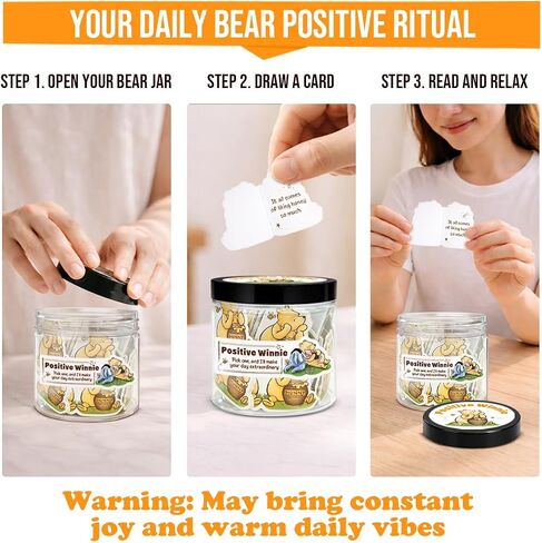 Positive Winnie the Pooh Jar Gifts, 60 Daily Winnie Affirmation Cards Jar for Teens Women, Pooh Emotional Support Cards, Cute Inspirational Gifts for Friends Sister Daughter Trendy Stuff in Saudi Arabia