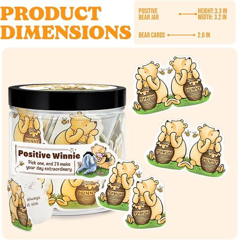 Positive Winnie the Pooh Jar Gifts, 60 Daily Winnie Affirmation Cards Jar for Teens Women, Pooh Emotional Support Cards, Cute Inspirational Gifts for Friends Sister Daughter Trendy Stuff in Saudi Arabia