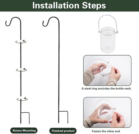 8 Sets Wedding Aisle Decoration Including 8 Pcs 15 oz Plastic Mason Jars with Handle and 8 Pcs 32'' High Shepherds Hooks for Outdoor Wedding Ceremony Decoration (Flowers Not Included) in Kuwait