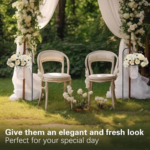 8 Sets Wedding Aisle Decoration Including 8 Pcs 15 oz Plastic Mason Jars with Handle and 8 Pcs 32'' High Shepherds Hooks for Outdoor Wedding Ceremony Decoration (Flowers Not Included) in Kuwait
