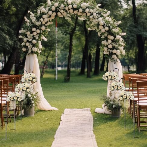 8 Sets Wedding Aisle Decoration Including 8 Pcs 15 oz Plastic Mason Jars with Handle and 8 Pcs 32'' High Shepherds Hooks for Outdoor Wedding Ceremony Decoration (Flowers Not Included) in Kuwait
