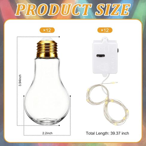 Lewtemi 12 Sets VBS 2026 Light Bulb Party Favor 2026 Plastic Light Bulb with Strings of Lights Centerpieces Decorations Theme Supplies for VBS Sunday School Gifts in Kuwait