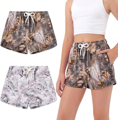 Kids4ever Girls 2 Packs Shorts Printed Runninng Shorts for Kids Summer Girls' Athletic Short with Pockets 7-14 Years in Saudi Arabia