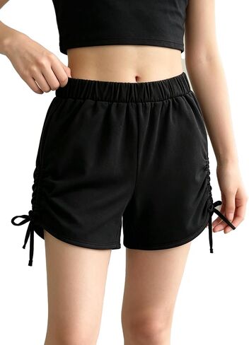 Girls Striped Paperbag Shorts Cotton Summer School Vacation Shorts with Bow Tie and Pockets in Kuwait