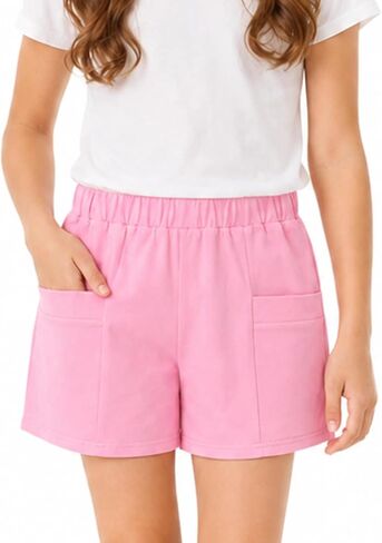 Girls Striped Paperbag Shorts Cotton Summer School Vacation Shorts with Bow Tie and Pockets in Kuwait