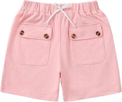 Girls Striped Paperbag Shorts Cotton Summer School Vacation Shorts with Bow Tie and Pockets in Kuwait