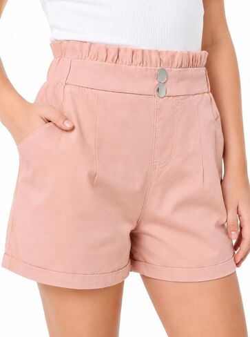Girls Striped Paperbag Shorts Cotton Summer School Vacation Shorts with Bow Tie and Pockets in Kuwait