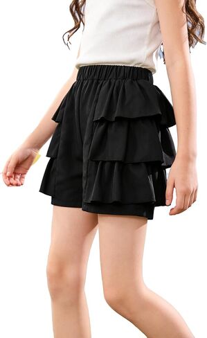 Girls Striped Paperbag Shorts Cotton Summer School Vacation Shorts with Bow Tie and Pockets in Kuwait