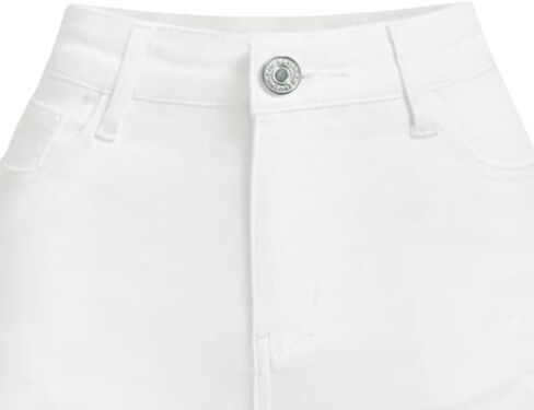 Nivne Tco Teen Girls High Waist Denim Shorts - Rolled Hem White Ripped Distressed Button & Zipper Fly Jean Shorts, 5 Pockets in Saudi Arabia