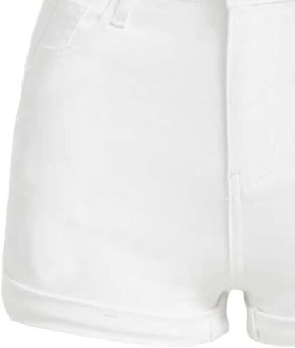 Nivne Tco Teen Girls High Waist Denim Shorts - Rolled Hem White Ripped Distressed Button & Zipper Fly Jean Shorts, 5 Pockets in Saudi Arabia