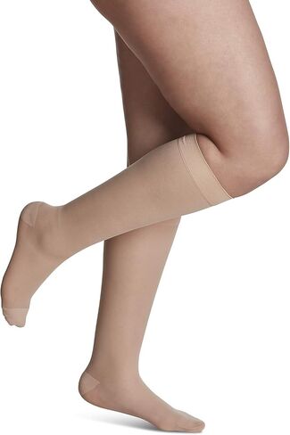 SIGVARIS Women’s Style Sheer 780 Closed Toe Calf-High Socks 15-20mmHg - Dark Navy - Medium Short in Kuwait