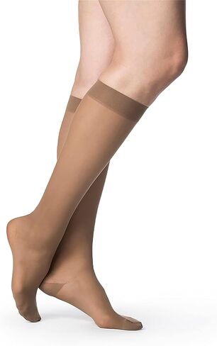 SIGVARIS Women’s Style Sheer 780 Closed Toe Calf-High Socks 15-20mmHg - Dark Navy - Medium Short in Kuwait