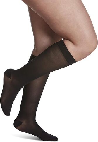 SIGVARIS Women’s Style Sheer 780 Closed Toe Calf-High Socks 15-20mmHg - Dark Navy - Medium Short in Kuwait