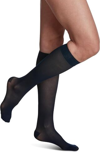 SIGVARIS Women’s Style Sheer 780 Closed Toe Calf-High Socks 15-20mmHg - Dark Navy - Medium Short in Kuwait