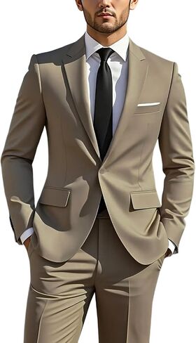 Slim Fit Suit 2 Piece Set - Modern Wedding Business Suit Blazer and Pants for Formal Event in Kuwait