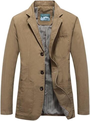 Men's Blazer Jacket Cotton Suit Sport Coat Casual Regular Fit Autumn Busniess Jackets in Kuwait