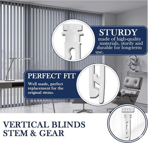 12/24 Pcs Vertical Blind Stem Replacement - White Plastic Carrier Repair Parts for Window Blinds - Capable of Fixing Broken Slats & Headrail Track Fasteners (12) in Kuwait
