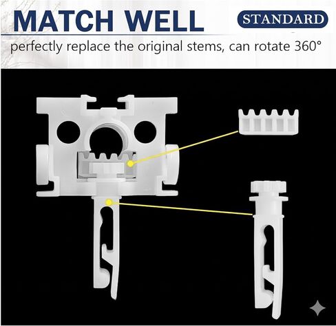 12/24 Pcs Vertical Blind Stem Replacement - White Plastic Carrier Repair Parts for Window Blinds - Capable of Fixing Broken Slats & Headrail Track Fasteners (12) in Kuwait